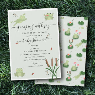 Invitación Cute Ranas Estanque de Lirios Baby Shower Neutro 