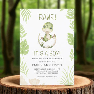 Invitación Cute Rawr es un niño dinosaurio bebé ducha