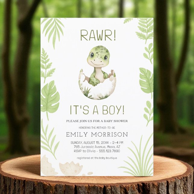 Invitación Cute Rawr es un niño dinosaurio bebé ducha (Subido por el creador)
