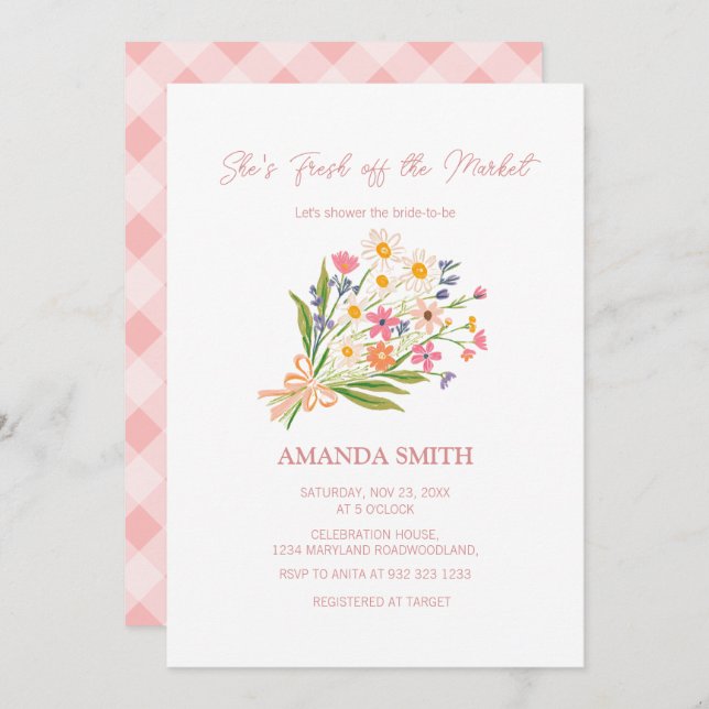 Invitación Cute recién dibujado a mano fuera de la ducha de n (Anverso / Reverso)