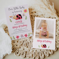 Cute Red Black Our Little Ladybug Primer cumpleaño