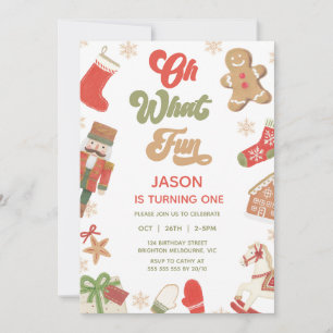 Invitación Cute Red Green Boys Oh Qué Divertido Cumpleaños