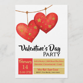 Invitación Cute Red Hearts Valentines Day Party
