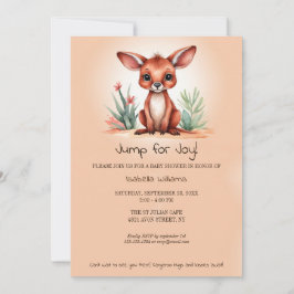 Invitación Cute Red Kangaroo Baby Shower Jump To Joy