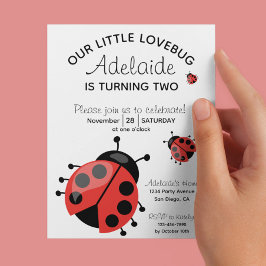 Invitación Cute Red Ladybug Little Lovebug 2do Birthday Fiest