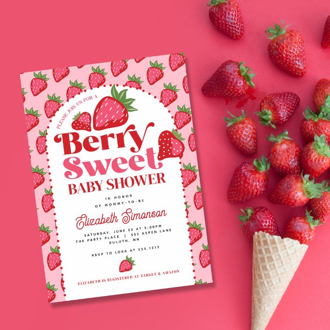 Invitación Cute Red Pink Berry Sweet Baby Shower (Subido por el creador)