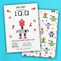 Cute Red Robot Tema Niños Robots Fiesta de Cumplea