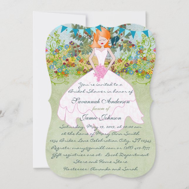 Invitación Cute Redhead Auburn Bride Boho Bridal Shower (Anverso)