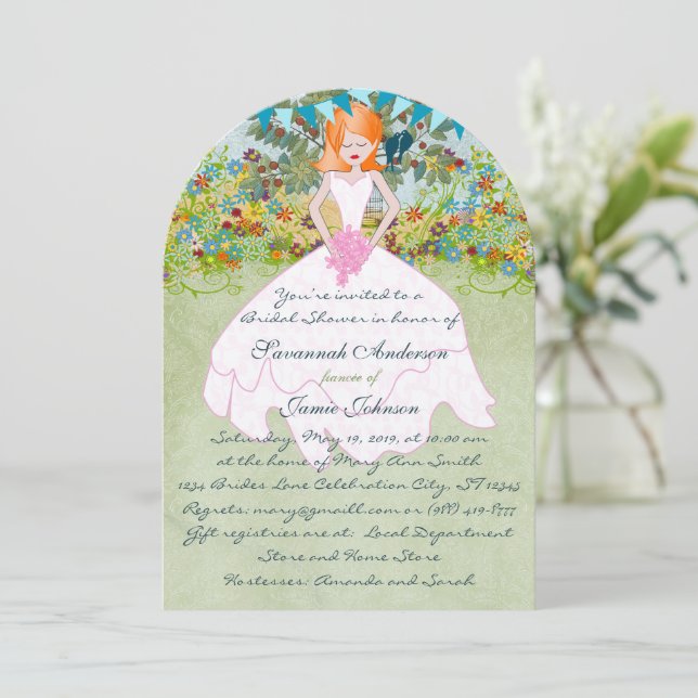 Invitación Cute Redhead Auburn Bride Boho Bridal Shower (Anverso de pie)