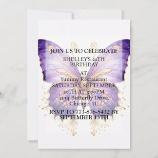 Invitación Cute Retro Butterfly Design Birthday Party