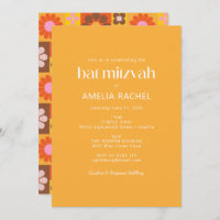 Cute Retro Groovy Gemétrico Yellow Bat Mitzvah