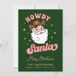 Invitación Cute Retro Howdy Santa Cowboy Texas Navidades Invi