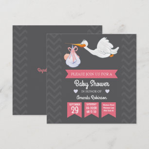 Invitación Cute Retro Personalizado de Niña Bebé Shower