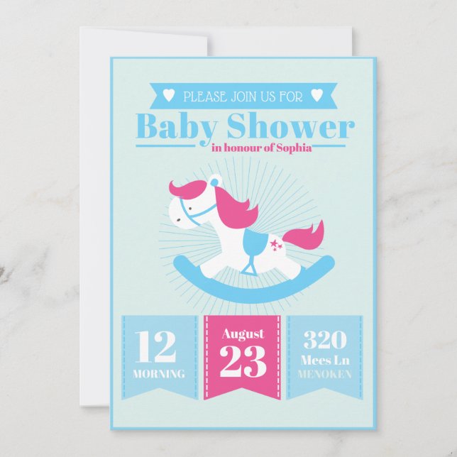 Invitación Cute Rocking Horse Baby Shower (Anverso)