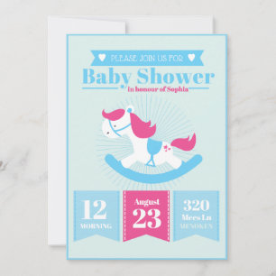 Invitación Cute Rocking Horse Baby Shower