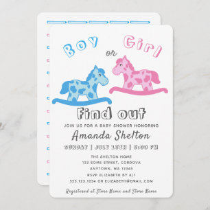 Invitación Cute Rocking Horse Gender Revelan Baby Shower