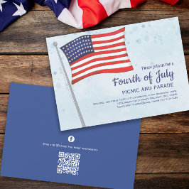 Invitación Cute Rojo Azul Blanco Azul Marrón Cuarto De Julio 