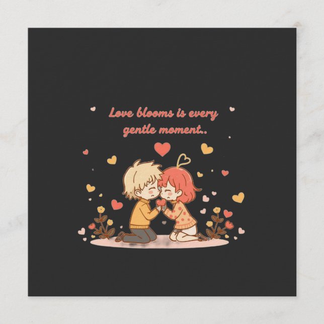 Invitación Cute Romantic Anime Couple - Love Moment (Anverso)