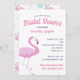 Invitación Cute rosa Flamingo Tropical Verano Ducha de Novias