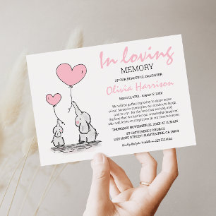 Invitación Cute Rosa Funeral En Memoria De Niños Queridos