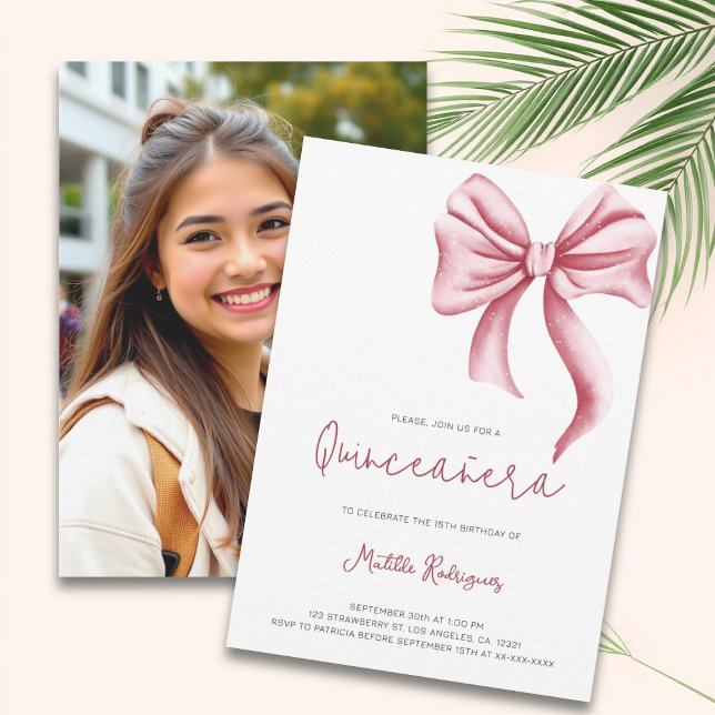 Invitación Cute Rosa Girly Quinceanera Foto Cumpleaños (Subido por el creador)