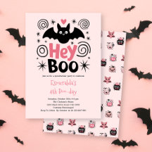 Cute rosa Halloween Boo Bat Cumpleaños