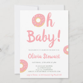 Invitación Cute rosa oh baby donut script baby shower