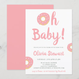 Invitación Cute rosa oh baby donut script baby shower