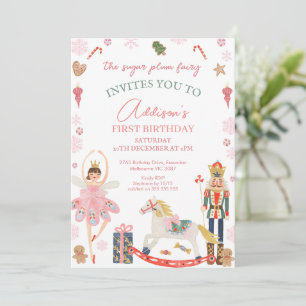 Invitación Cute Rosa Pluma de Azúcar Leche Fairy Nutcracker C