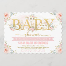 Cute Rubor Floral Woodland Forest Chica Baby Showe