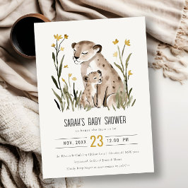 Invitación Cute Rustic Mum and Baby Tiger Foliage Baby Shower
