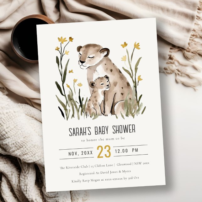 Invitación Cute Rustic Mum and Baby Tiger Foliage Baby Shower (Subido por el creador)
