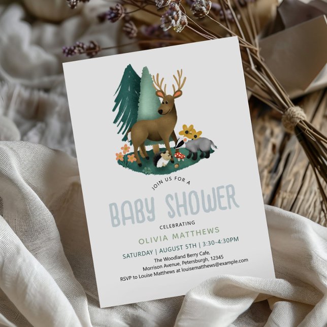 Invitación Cute Rustic Woodland Animals Baby Shower (Subido por el creador)