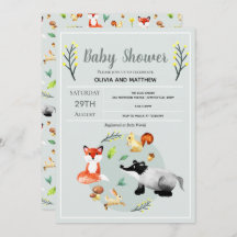 Cute Rustic Woodland Forest Animals Baby Shower