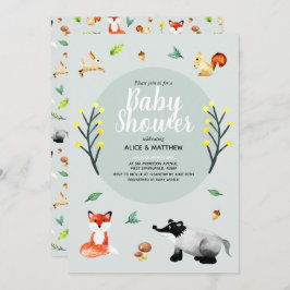 Invitación Cute Rustic Woodland Forest Animals Baby Shower