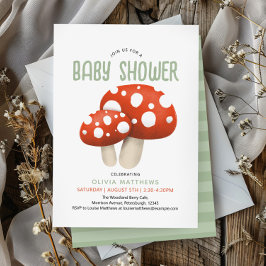 Invitación Cute Rustic Woodland Mushroom Baby Shower