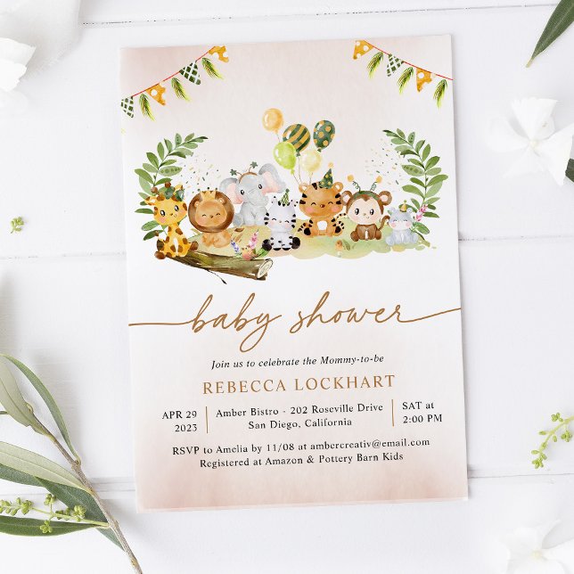 Invitación Cute Safari Animals Baby Shower (Subido por el creador)