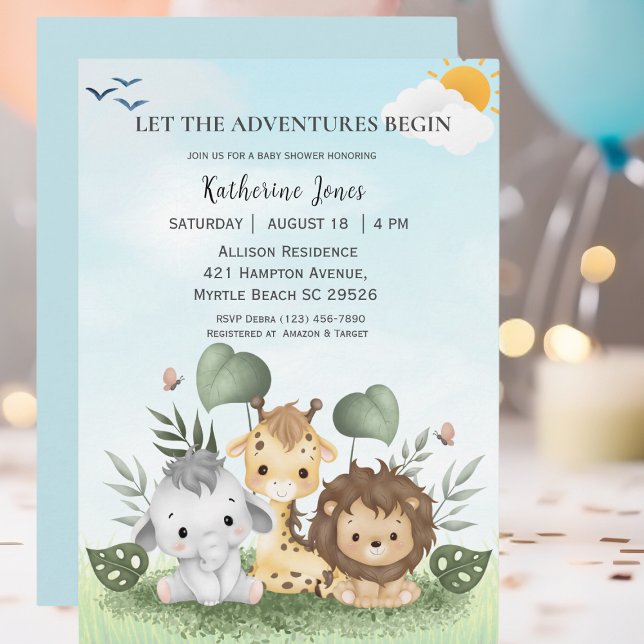 Invitación Cute Safari Animals Baby Shower (Subido por el creador)
