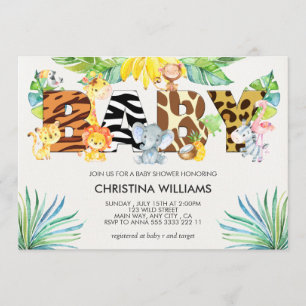 Invitación Cute Safari Animals Baby Shower
