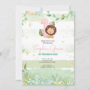 Invitación Cute Safari Animals primer cumpleaños