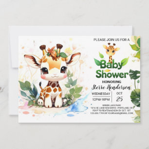 Invitación Cute Safari Baby Giraffe Baby Shower