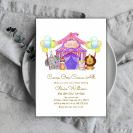 Invitación Cute Safari Circus Carnio Globo Baby Shower