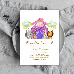 Invitación Cute Safari Circus Carnio Globo Baby Shower