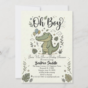 Invitación Cute safari de caimanes Oh Boy Jungle baby shower 