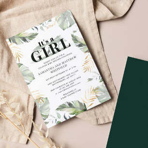 Invitación Cute Safari Giraffe Parejas Chica Baby Shower