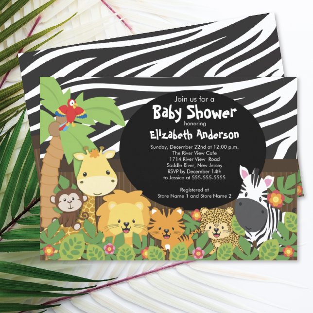 Invitación Cute Safari Jungle Animals Baby Shower Invitations (Subido por el creador)