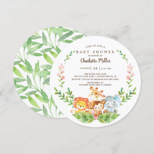 Invitación Cute Safari Jungle Animals Boys Baby Shower