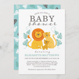 Invitación Cute Safari Jungle Lion Virtual Boy Baby Shower
