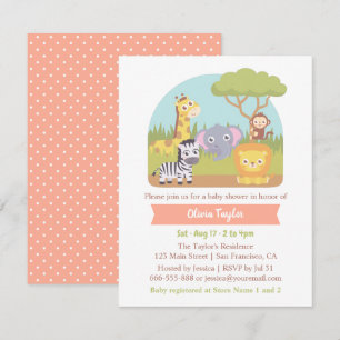 Invitación Cute Safari Wild Animals Baby Shower