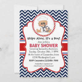 Invitación Cute Sailor Boy Nautical Baby Shower